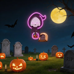 Halloween Ghost Pumpkin Artwork Led Neon Sign Light