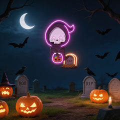 Halloween Ghost Pumpkin Artwork Led Neon Sign Light