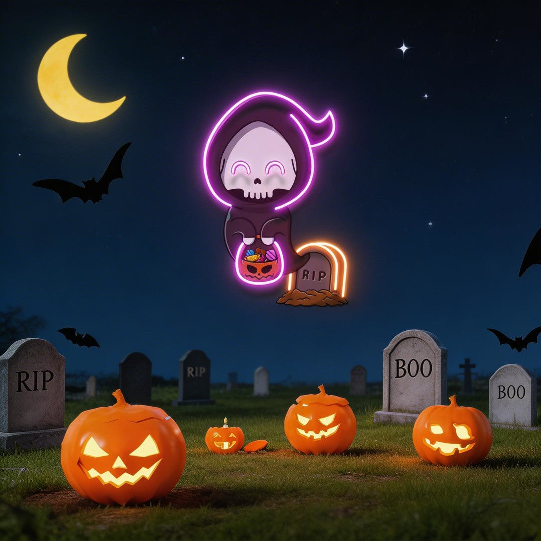 Halloween Ghost Pumpkin Artwork Led Neon Sign Light