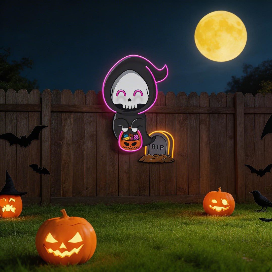 Halloween Ghost Pumpkin Artwork Led Neon Sign Light