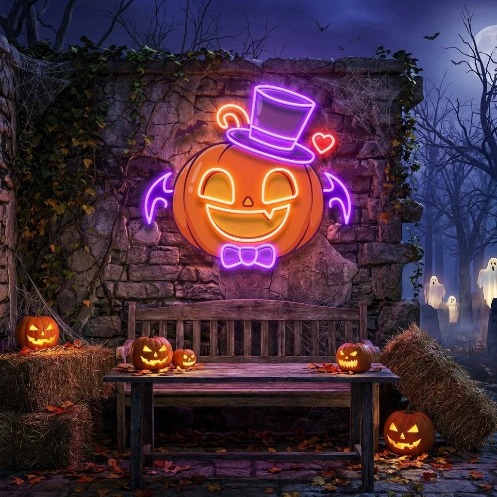 Halloween Monster Pumpkin Artwork Led Neon Sign Light