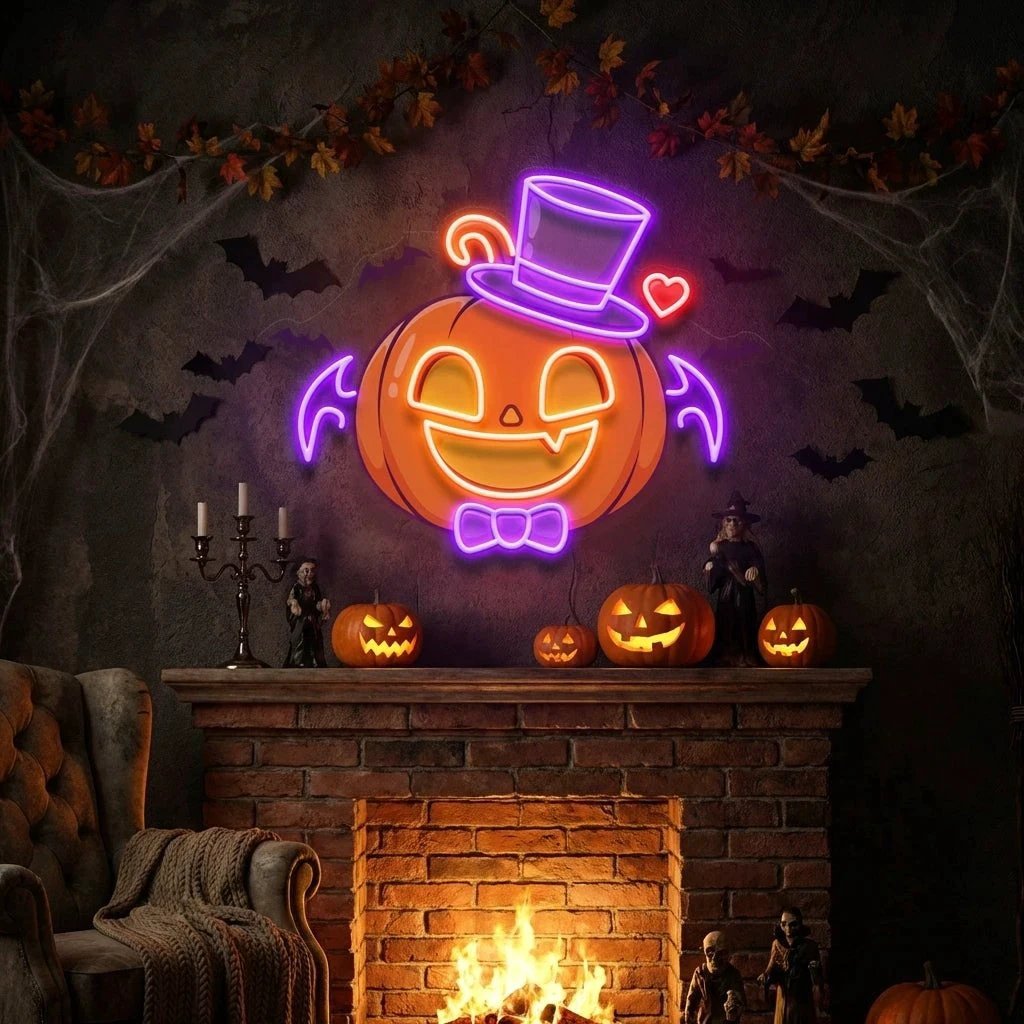 Halloween Monster Pumpkin Artwork Led Neon Sign Light