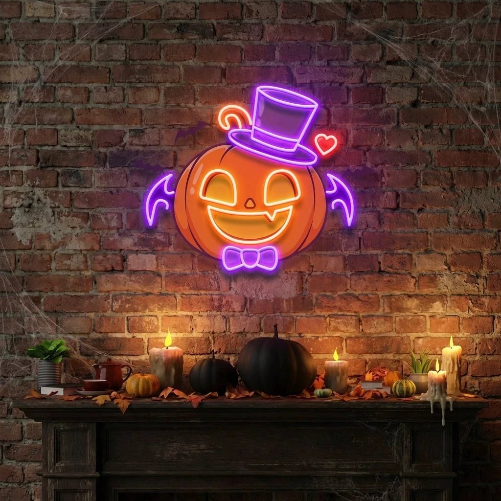 Halloween Monster Pumpkin Artwork Led Neon Sign Light