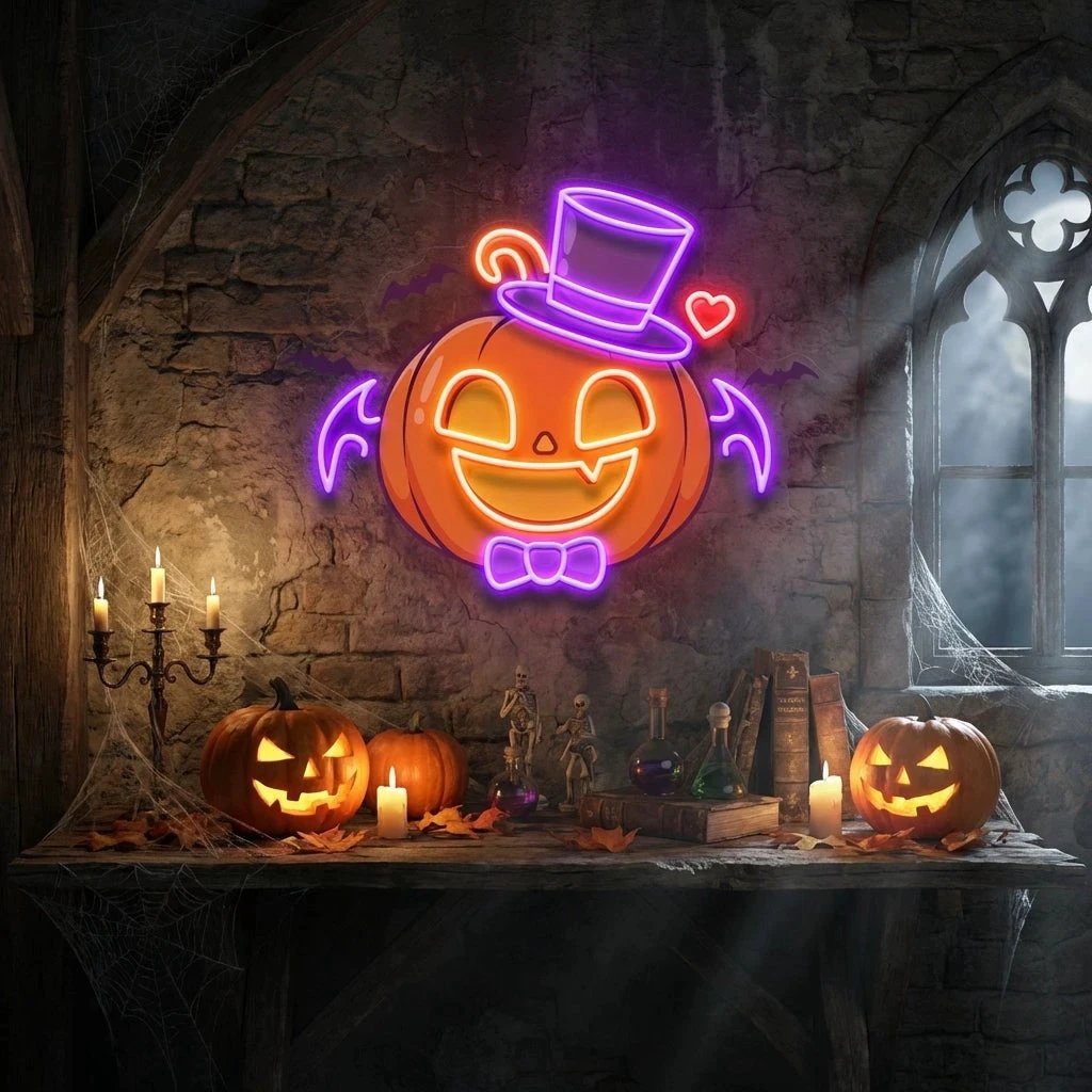 Halloween Monster Pumpkin Artwork Led Neon Sign Light