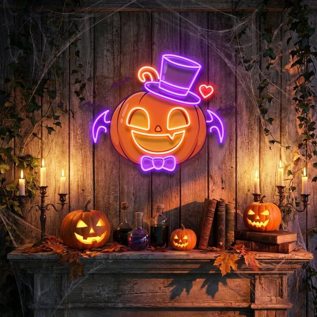 Halloween Monster Pumpkin Artwork Led Neon Sign Light