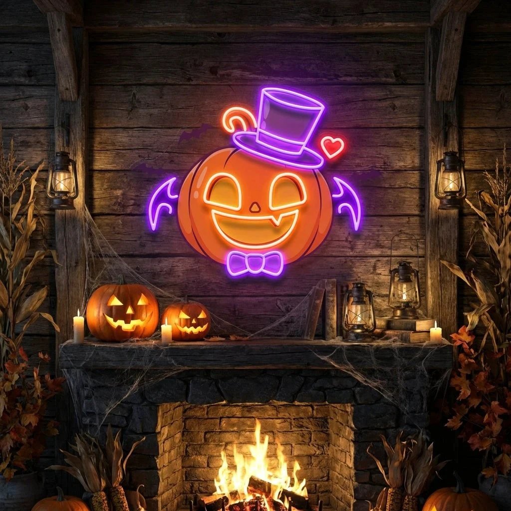 Halloween Monster Pumpkin Artwork Led Neon Sign Light