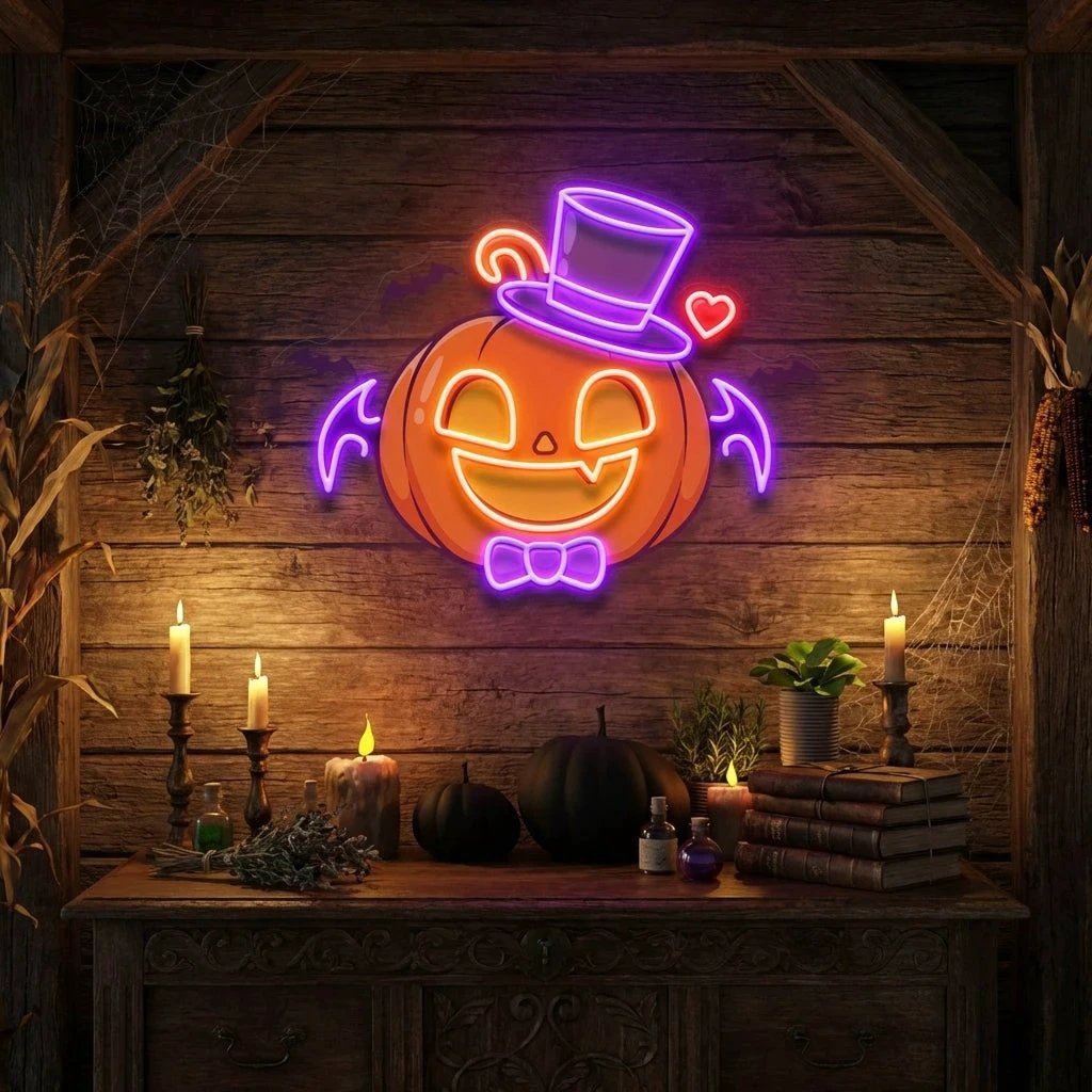 Halloween Monster Pumpkin Artwork Led Neon Sign Light