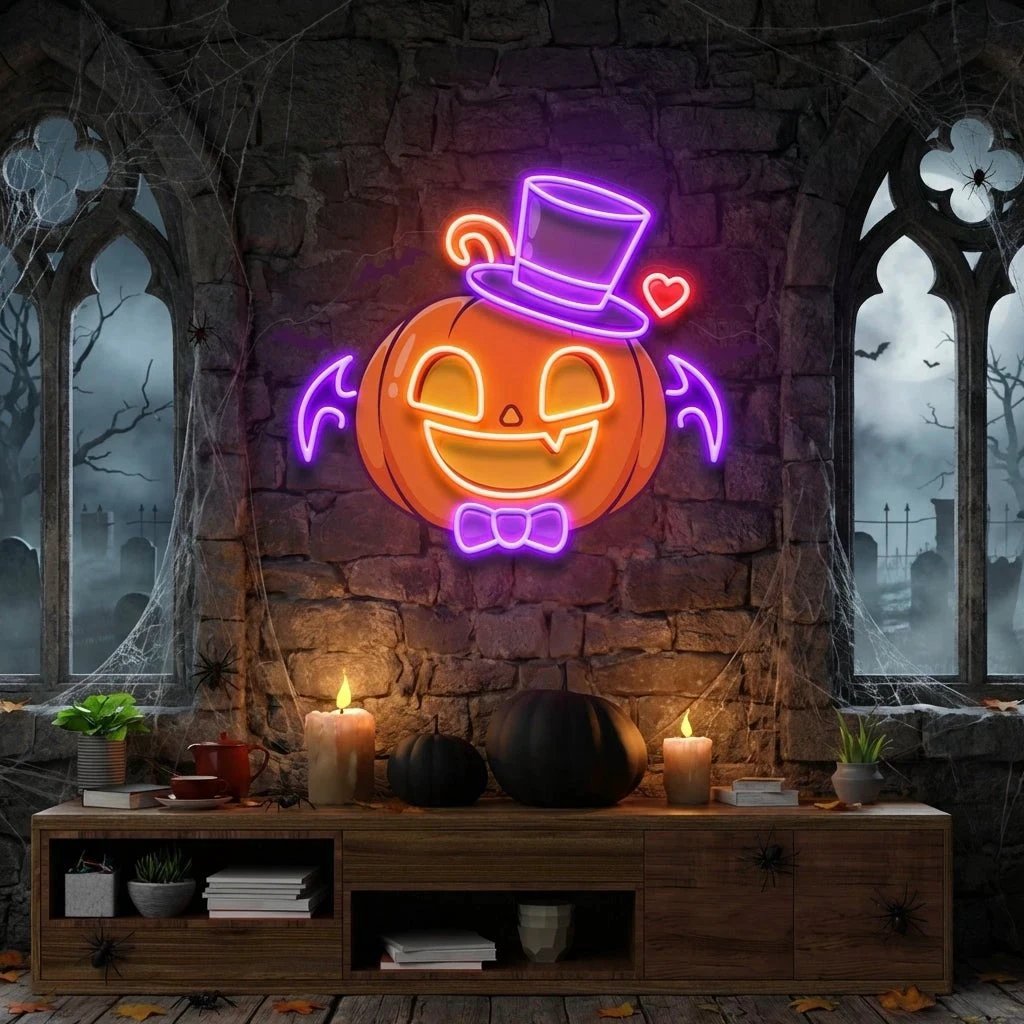 Halloween Monster Pumpkin Artwork Led Neon Sign Light