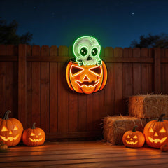 Halloween Skull Pumpkin Cute Artwork Led Neon Sign Light