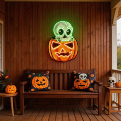 Halloween Skull Pumpkin Cute Artwork Led Neon Sign Light