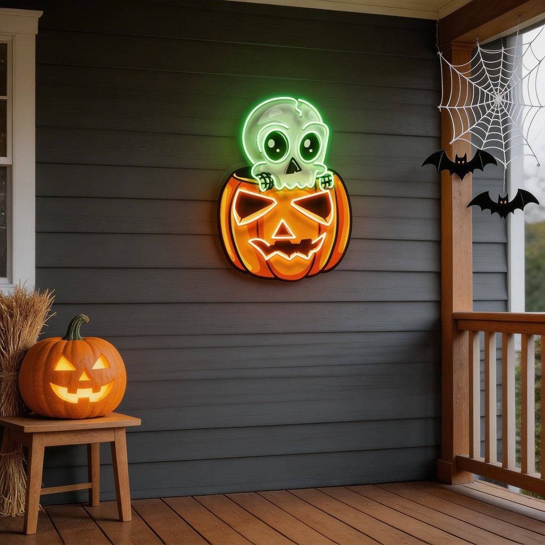 Halloween Skull Pumpkin Cute Artwork Led Neon Sign Light