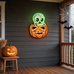 Halloween Skull Pumpkin Cute Artwork Led Neon Sign Light