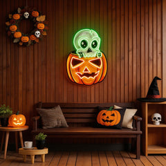 Halloween Skull Pumpkin Cute Artwork Led Neon Sign Light