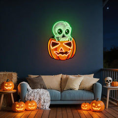 Halloween Skull Pumpkin Cute Artwork Led Neon Sign Light