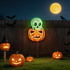 Halloween Skull Pumpkin Cute Artwork Led Neon Sign Light
