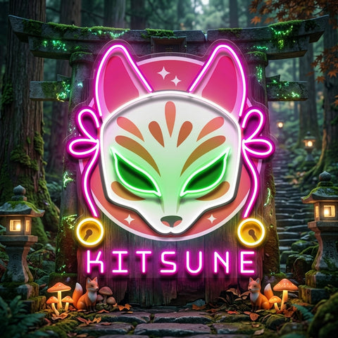 Hand Drawn Kitsune LED Neon Sign Light Pop Art