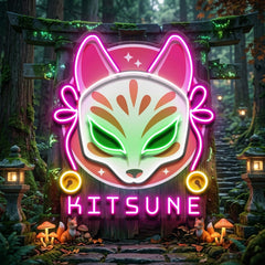 Hand Drawn Kitsune LED Neon Sign Light Pop Art