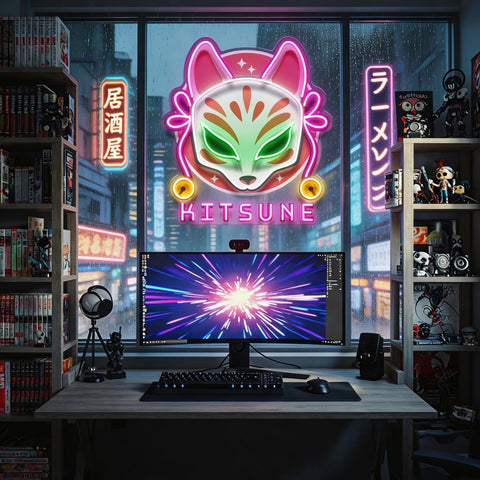 Hand Drawn Kitsune LED Neon Sign Light Pop Art