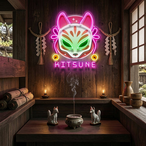 Hand Drawn Kitsune LED Neon Sign Light Pop Art