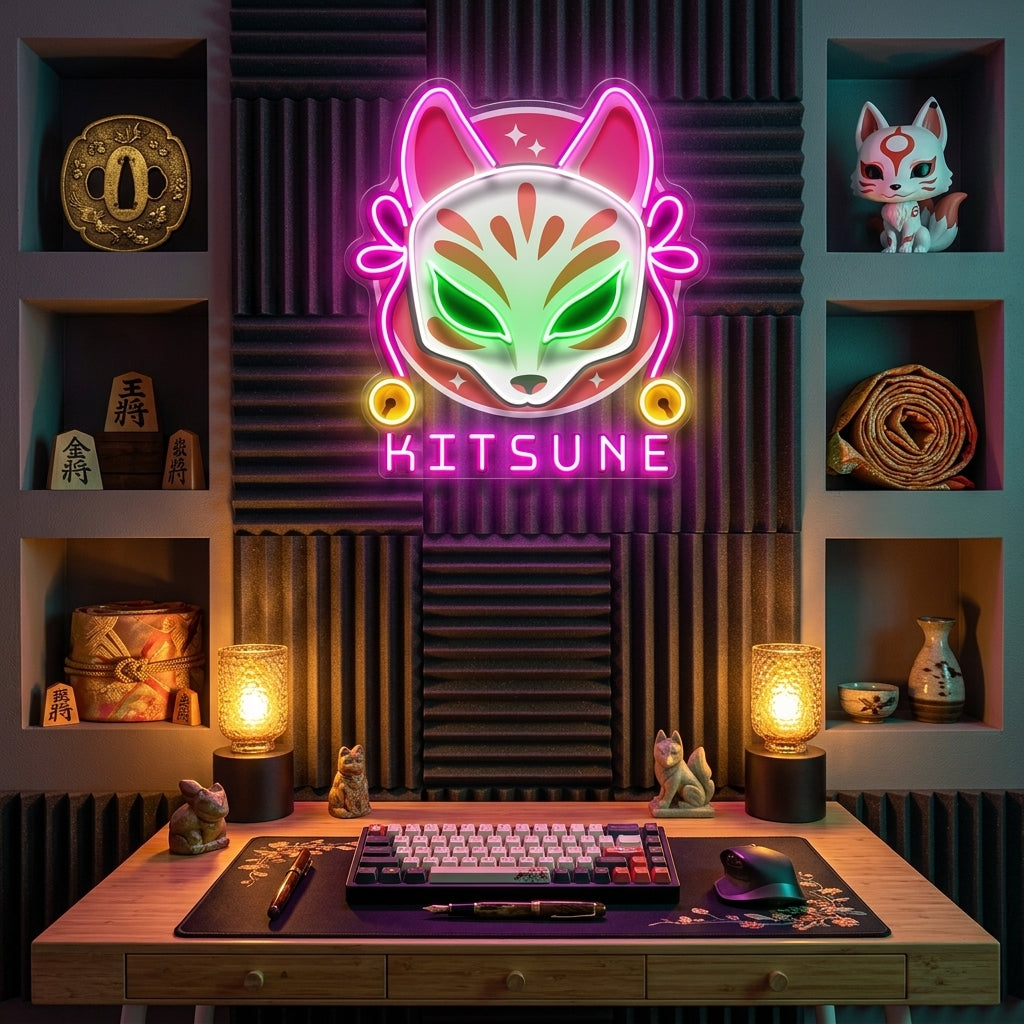 Hand Drawn Kitsune LED Neon Sign Light Pop Art