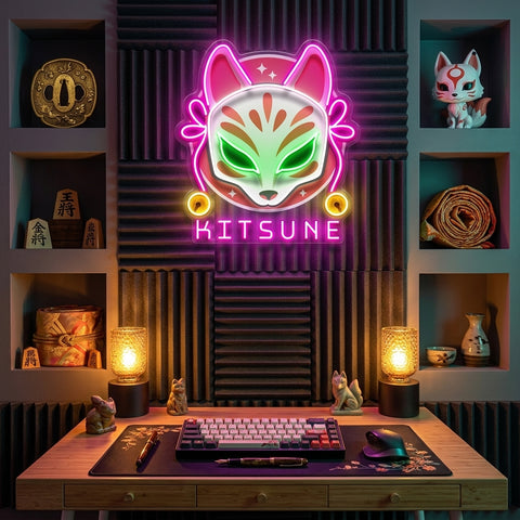 Hand Drawn Kitsune LED Neon Sign Light Pop Art