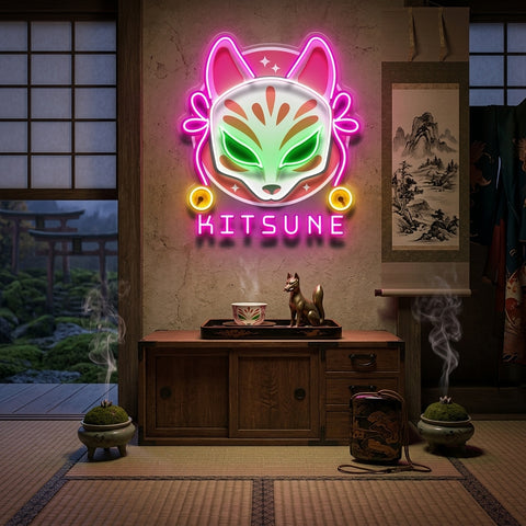 Hand Drawn Kitsune LED Neon Sign Light Pop Art