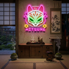 Hand Drawn Kitsune LED Neon Sign Light Pop Art