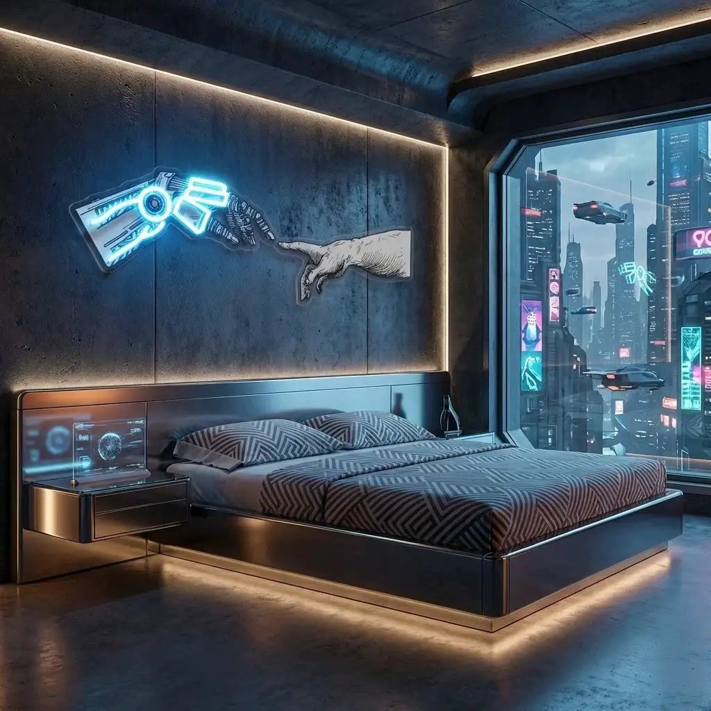 Hand Robot Acrylic Artwork Led Neon Sign Light