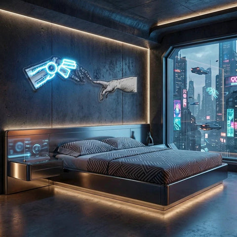 Hand Robot Acrylic Artwork Led Neon Sign Light