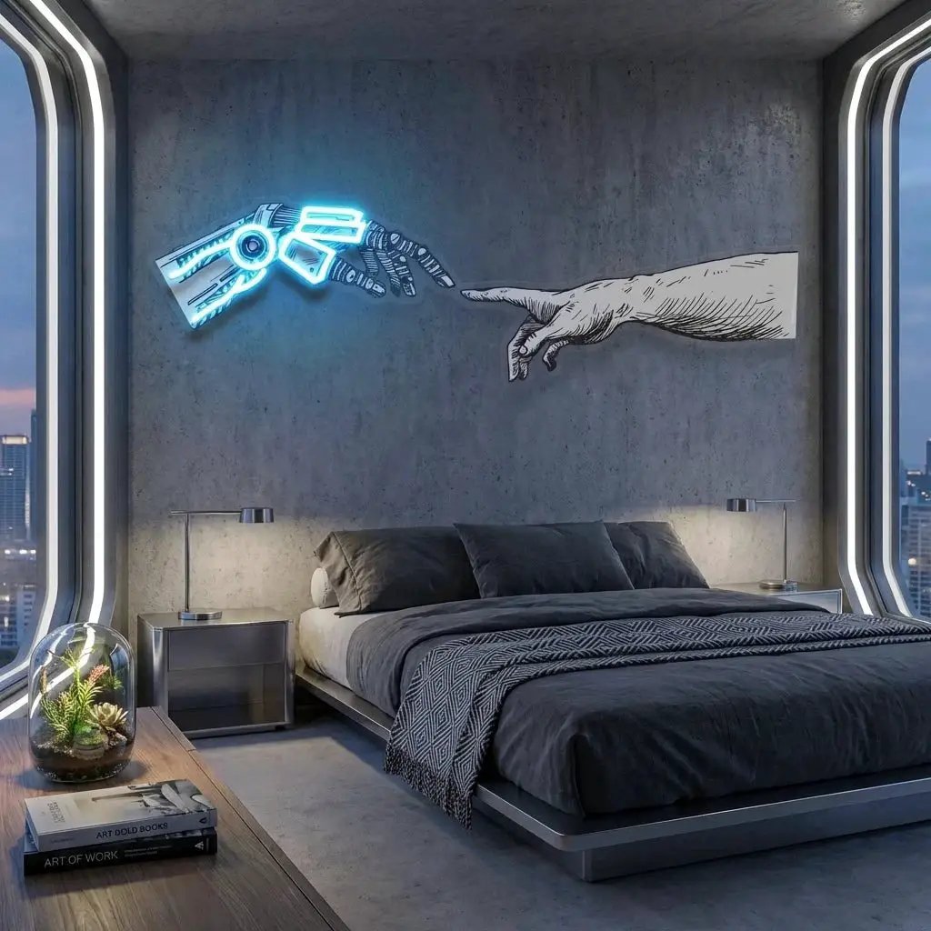 Hand Robot Acrylic Artwork Led Neon Sign Light