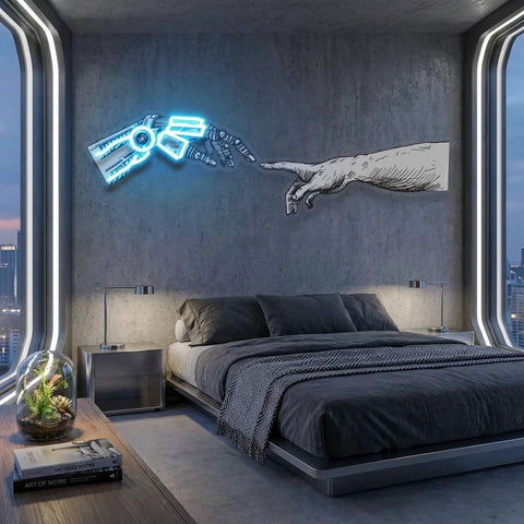 Hand Robot Acrylic Artwork Led Neon Sign Light
