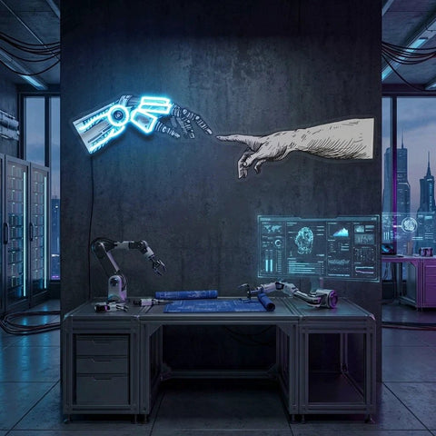 Hand Robot Acrylic Artwork Led Neon Sign Light