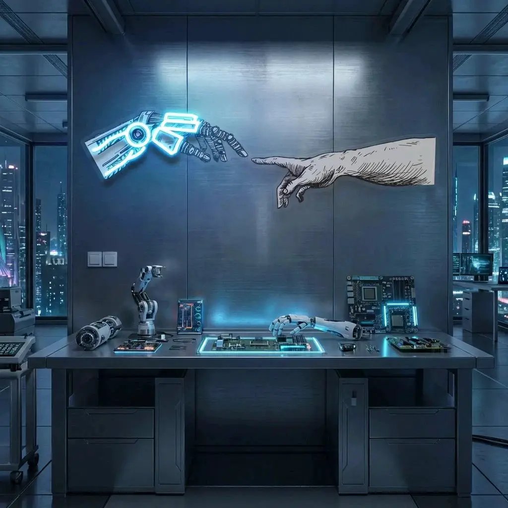 Hand Robot Acrylic Artwork Led Neon Sign Light