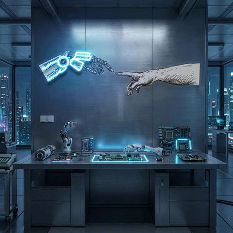 Hand Robot Acrylic Artwork Led Neon Sign Light