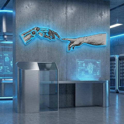 Hand Robot Acrylic Artwork Led Neon Sign Light