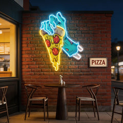 Hand Skull Pizza Artwork Led Neon Sign Light