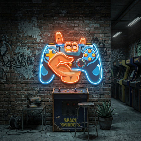 Hand Holding Game LED Neon Sign Light Pop Art