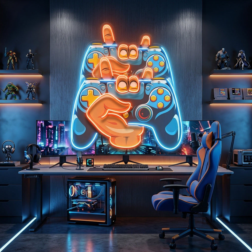 Hand Holding Game LED Neon Sign Light Pop Art