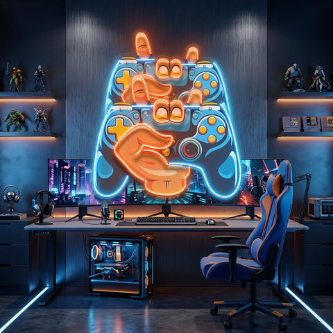 Hand Holding Game LED Neon Sign Light Pop Art