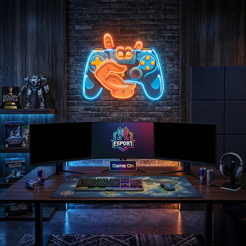 Hand Holding Game LED Neon Sign Light Pop Art