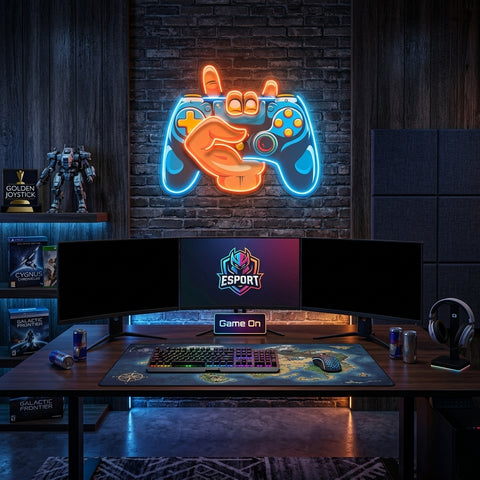 Hand Holding Game LED Neon Sign Light Pop Art