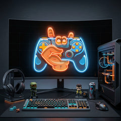 Hand Holding Game LED Neon Sign Light Pop Art