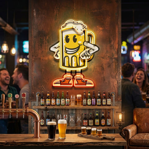Happy Beer LED Neon Sign Light Pop Art
