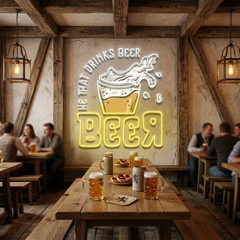 He That Drinks BeeR LED Neon Sign Light Pop Art