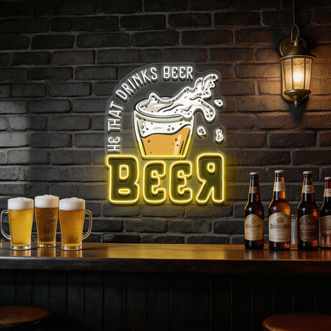 He That Drinks BeeR LED Neon Sign Light Pop Art
