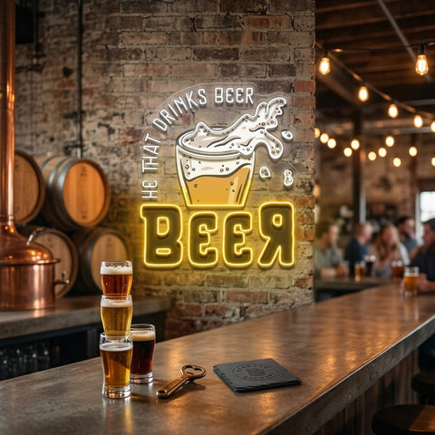 He That Drinks BeeR LED Neon Sign Light Pop Art