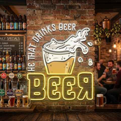 He That Drinks BeeR LED Neon Sign Light Pop Art