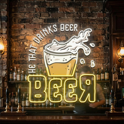 He That Drinks BeeR LED Neon Sign Light Pop Art