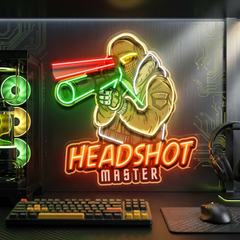 Headshot Master Gaming LED Neon Sign Light Pop Art