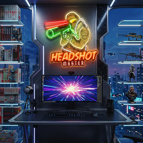 Headshot Master Gaming LED Neon Sign Light Pop Art